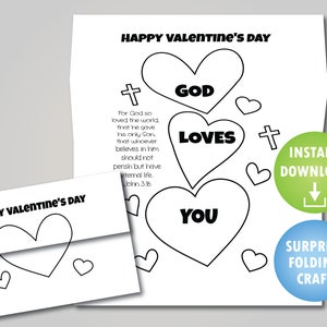 Valentine's Day Folding Surprise Craft or Card God Loves you image 1