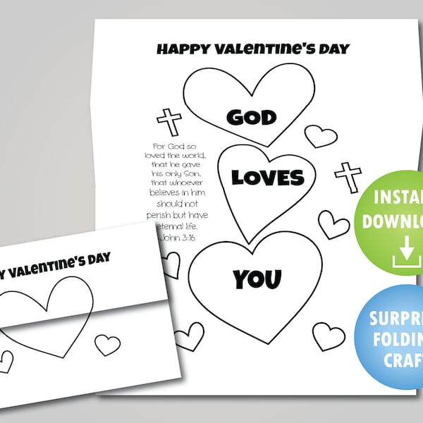 Valentine's Day Folding Surprise Craft or Card - God Loves you