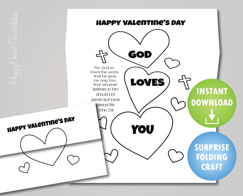 Valentine's Day Folding Surprise Craft or Card God Loves you image 1