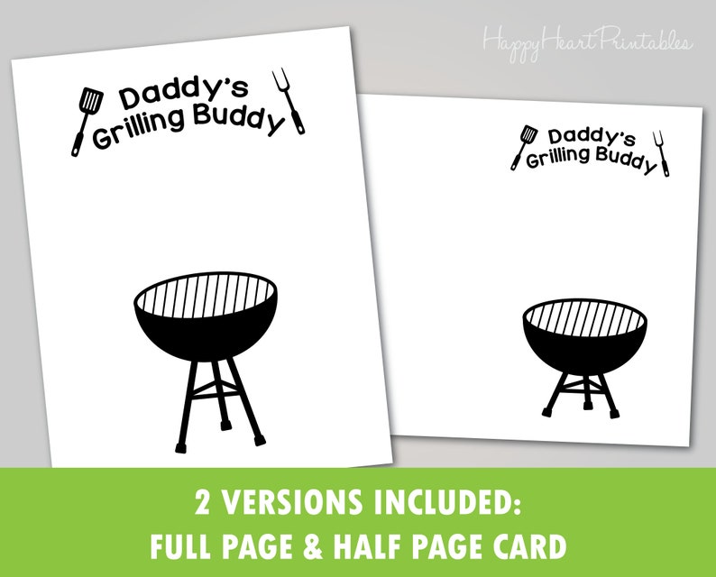Daddy's Grilling Buddy Father's Day Handprint Card | Etsy