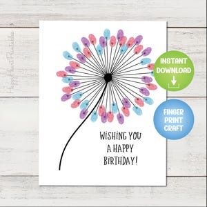 Geburtstags-Fingerabdruckkunst - Printable Birthday Craft- Wir wünschen Ihnen alles Gute zum Geburtstag