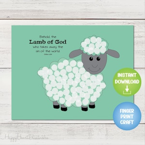 Fingerprint Lamb Craft - Easter Fingerprint Printable Template