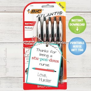 Nurse Appreciation Gift Tag - Printable Gift Tag for Pens