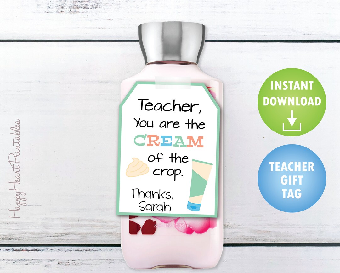 Teacher Appreciation Gift Tag - Printable Hand Cream Gift Tag - Etsy