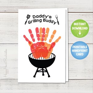 Tarjeta con huella de mano del Día del Padre: Compañero de parrilla de papá