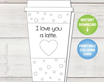 Latte Printable Coloring Card