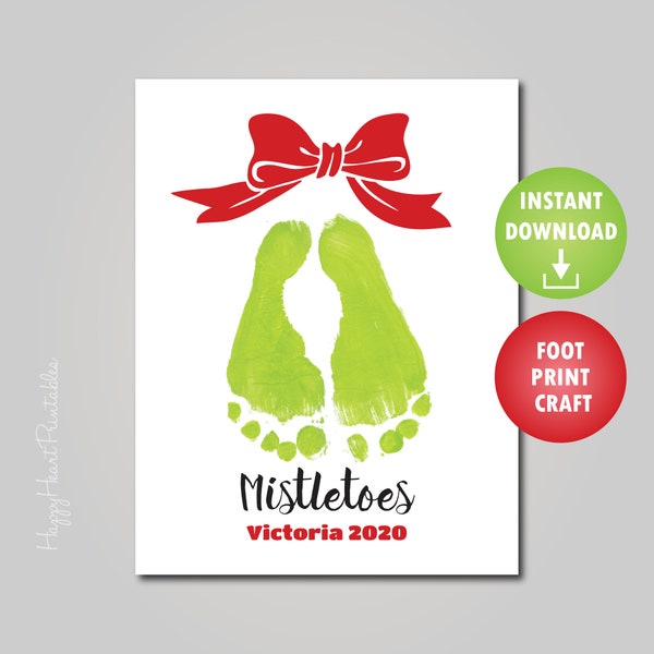 Mistletoes Footprint Printable Template - Christmas Footprint Art