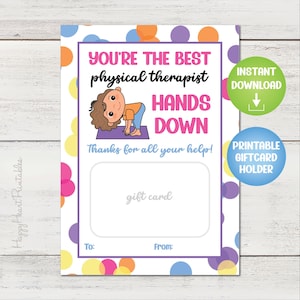 Physical Therapist Printable Gift Card Holder