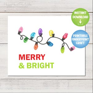 Fingerprint Christmas Lights Printable Template - Fingerprint Christmas Art