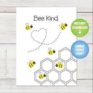Fingerprint Bee Craft Printable Template