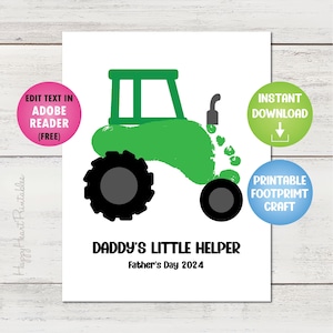 Tractor met voetafdruk: afdrukbaar Vaderdagcadeau