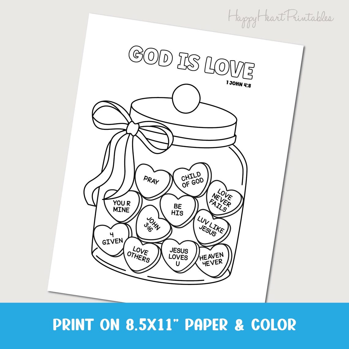 God is Love Valentine's Day Printable Coloring Sheet - Etsy