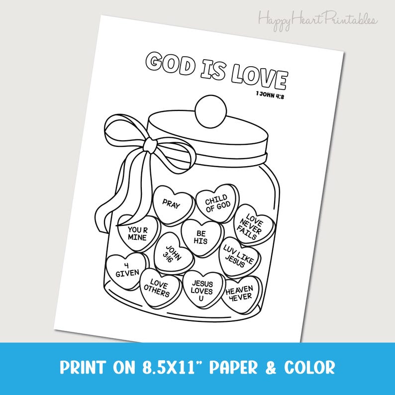 God is Love Valentine's Day Printable Coloring Sheet - Etsy