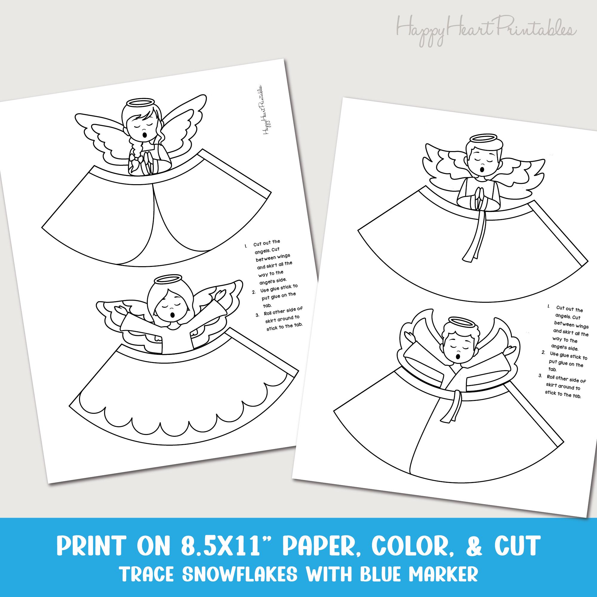 Printable 3D Paper Angels Craft - Etsy