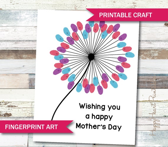 Mother's Day Fingerprint Art  Printable Template