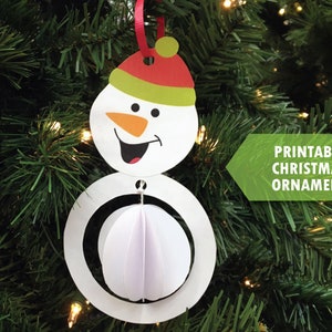 Printable Paper Christmas Ornament - DIY Christmas Ornament - Snowman Paper Craft