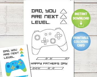 Tarjeta imprimible del Día del Padre con temática de videojuegos