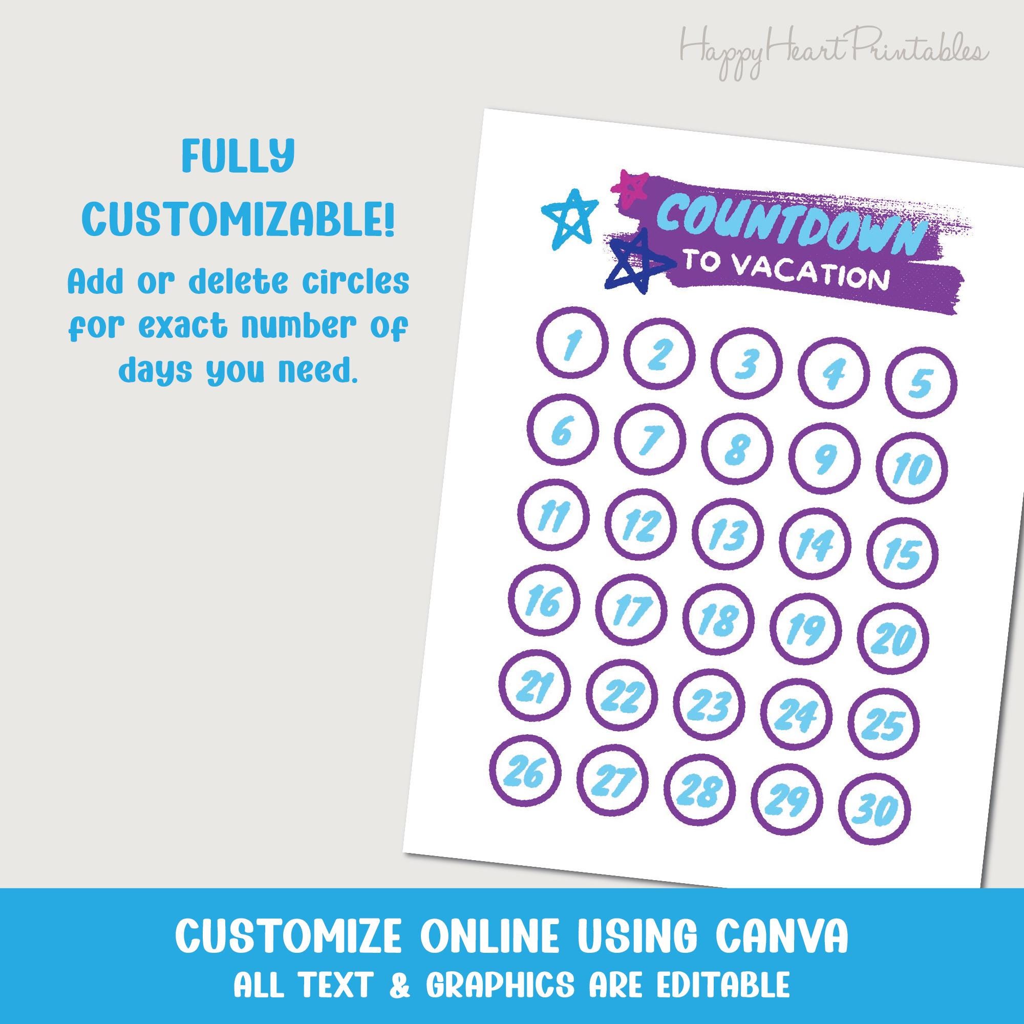 Fully Customizable Countdown Template for Canva - Etsy