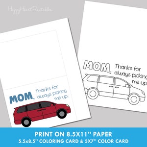 Minivan Printable Mother's Day Card - Etsy