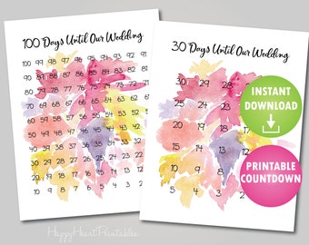 Wedding Countdown Calendar Instant Download Printable PDF - Etsy