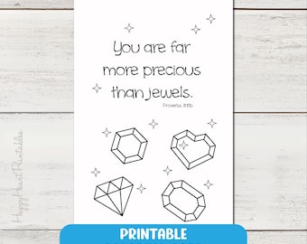 Mother's Day Printable Coloring Card - More Precious Than Jewels