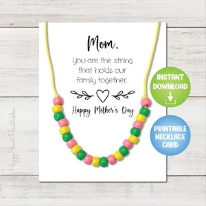 Tarjeta imprimible con collar para el Día de la Madre