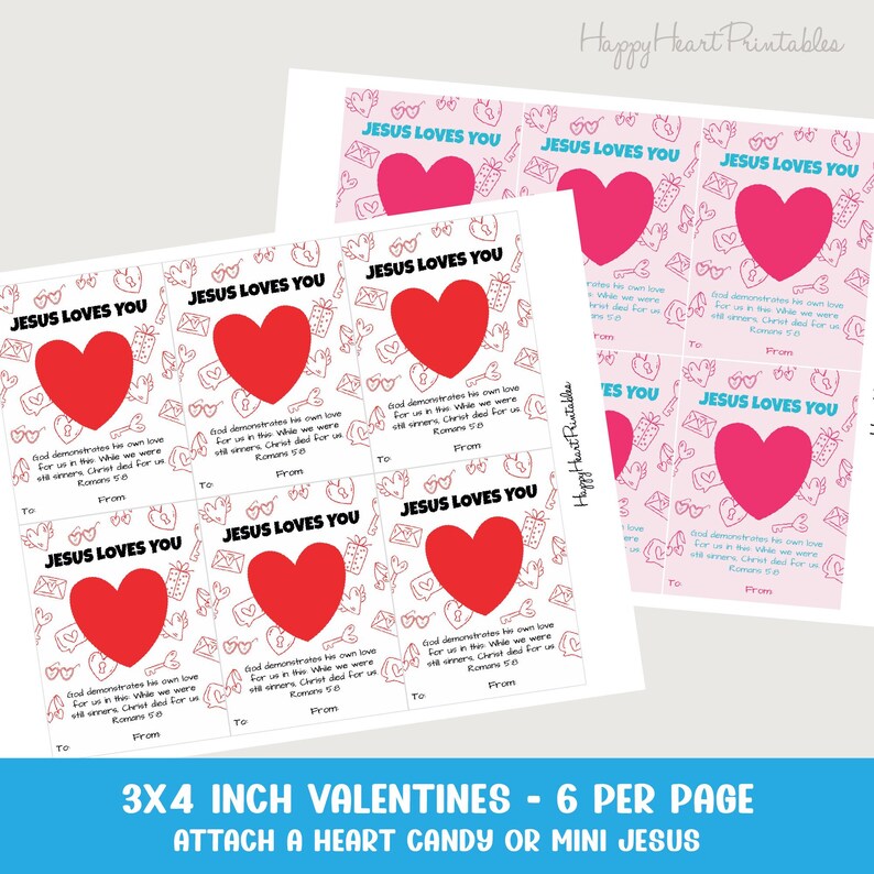 Jesus Loves You Printable Valentines - Etsy