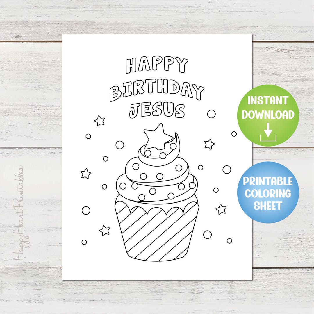 Happy Birthday Jesus Printable Coloring Page - Etsy