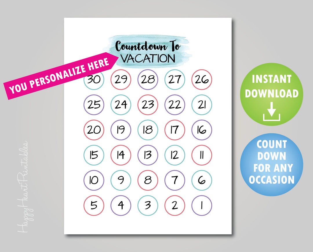 Printable Countdown for Any Occasion Personalize Editable PDF - Etsy Printable Countdown for Any Occasion Personalize Editable PDF - Etsy