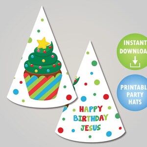 Happy Birthday Jesus Printable Party Hats - Etsy
