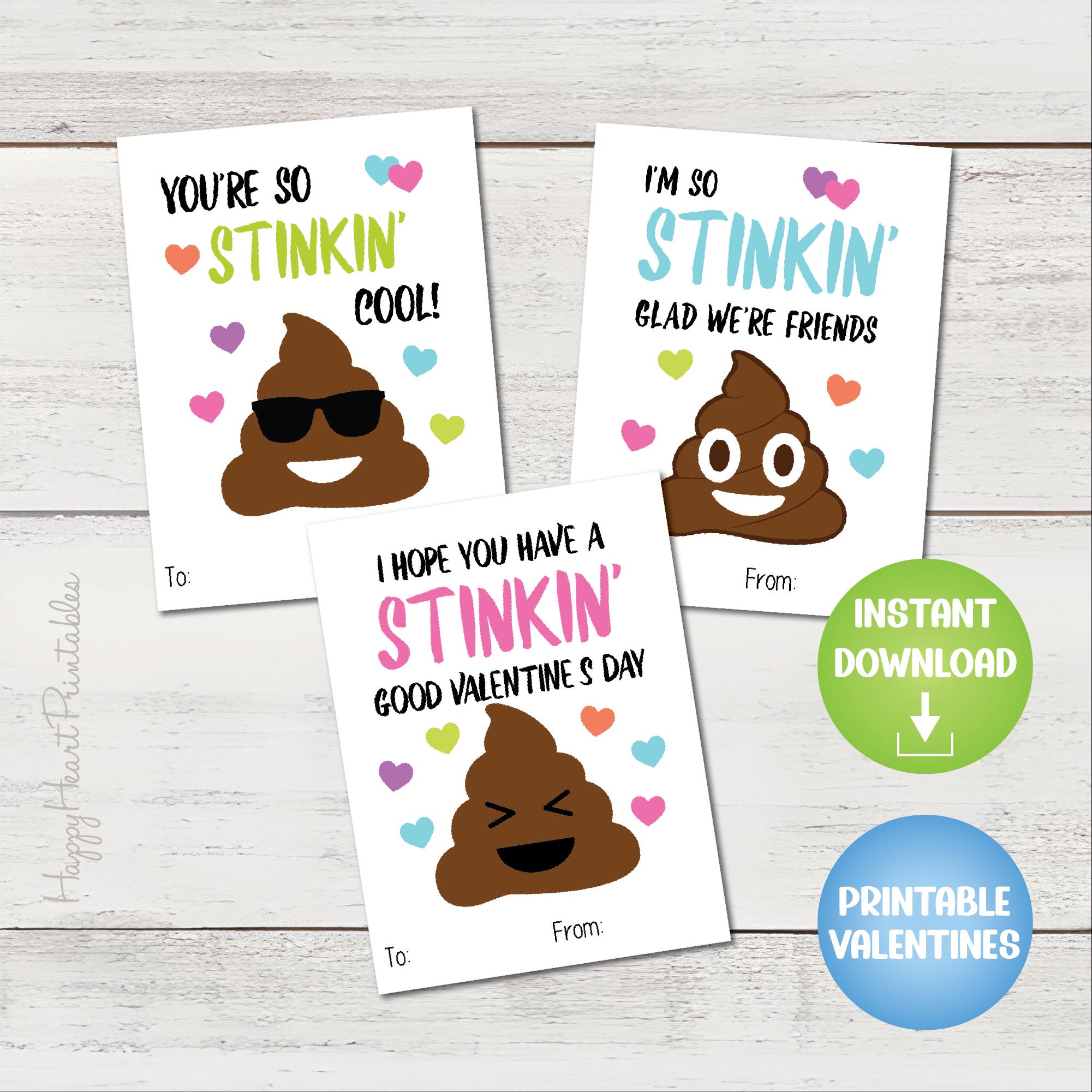 Poop Emoji Printable Valentines