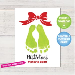Mistletoes Footprint Printable Template - Christmas Footprint Art