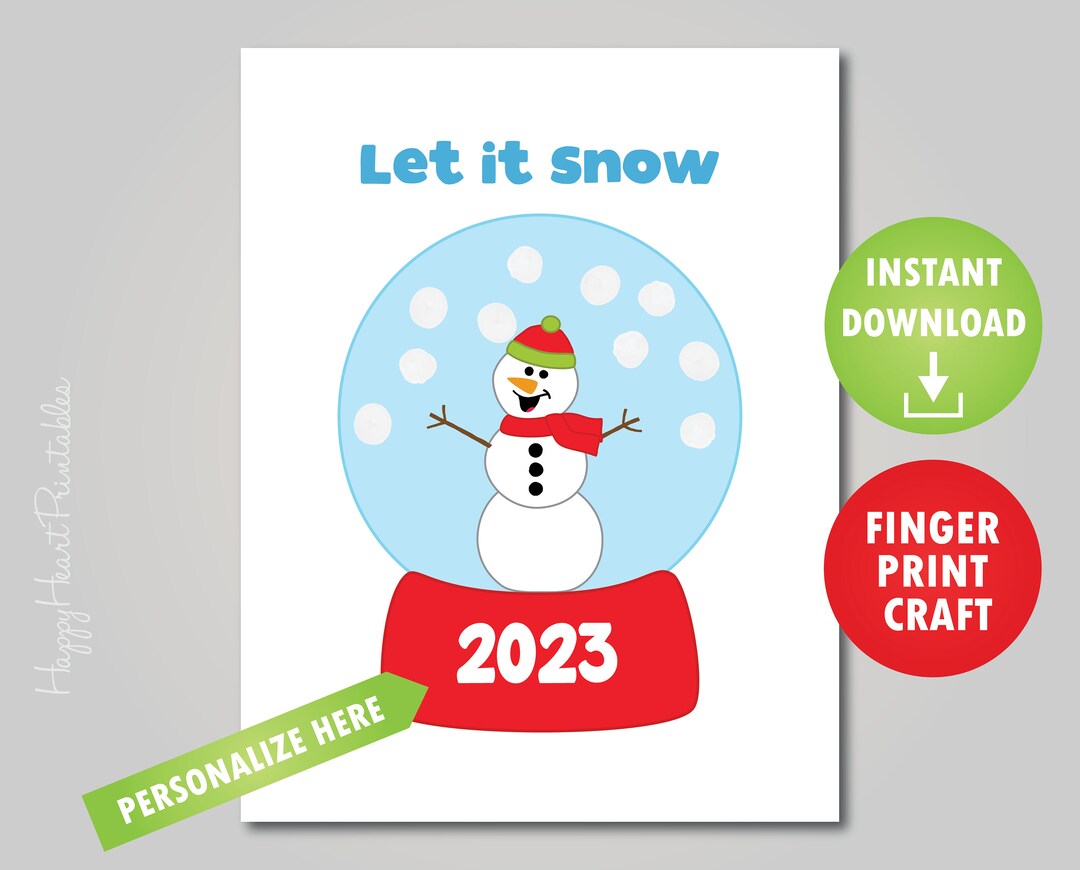 Snow Globe Fingerprint Craft Fingerprint Christmas Art Etsy