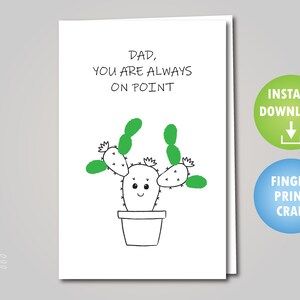Carte de cactus d'empreintes digitales pour la fête des pères - Vous êtes toujours au point