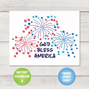 Printable Firework Craft - 4th of July Fingerprint Art