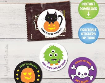 Christliche Halloween-Tags oder Aufkleber