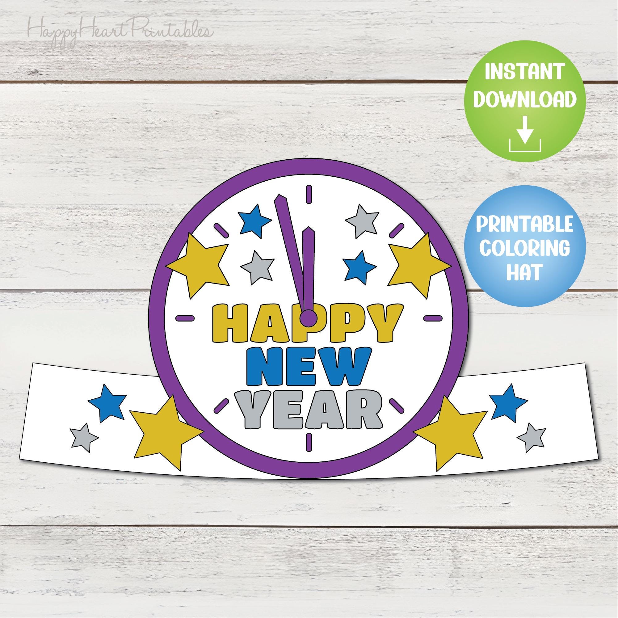 New Years Eve Clock Printable Headband Hat - Etsy