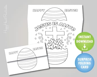 Christian Easter Egg Folding Surprise Craft or Card - Jesus Is Alive