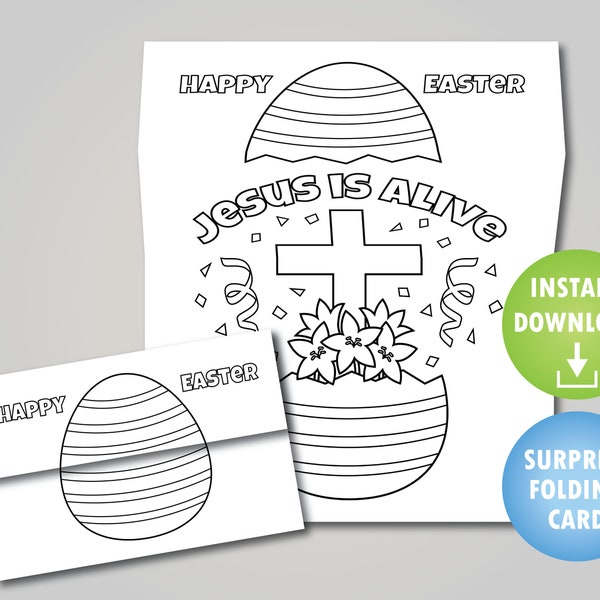 Christian Easter Egg Folding Surprise Craft or Card - Jesus Is Alive