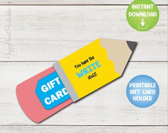 Printable Pencil Gift Card Holder for Teacher