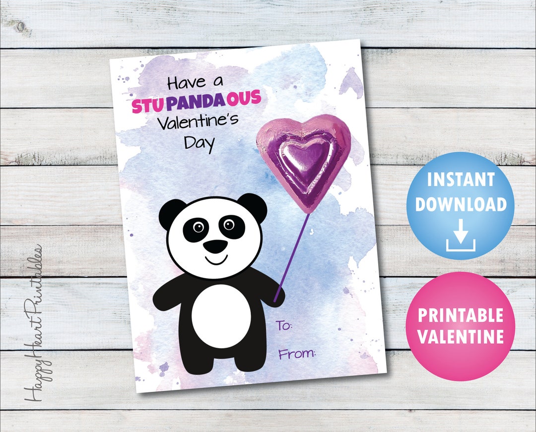 Panda Printable Valentines - Etsy