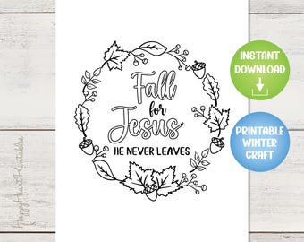 Fall for Jesus Printable Coloring Page