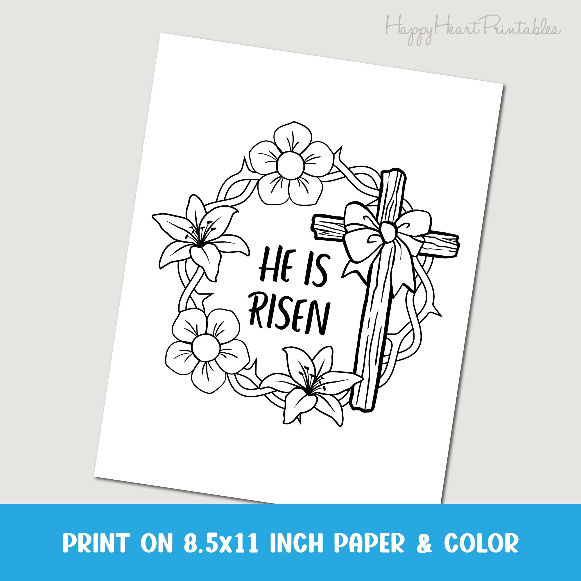 He is Risen Printable Easter Coloring Page - Etsy