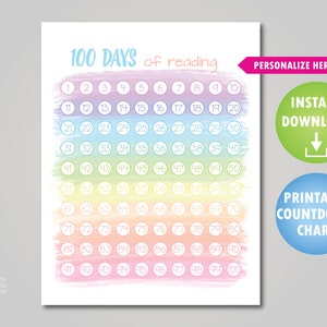 100 dagen aftellen - afdrukbare 100 dagen grafiek
