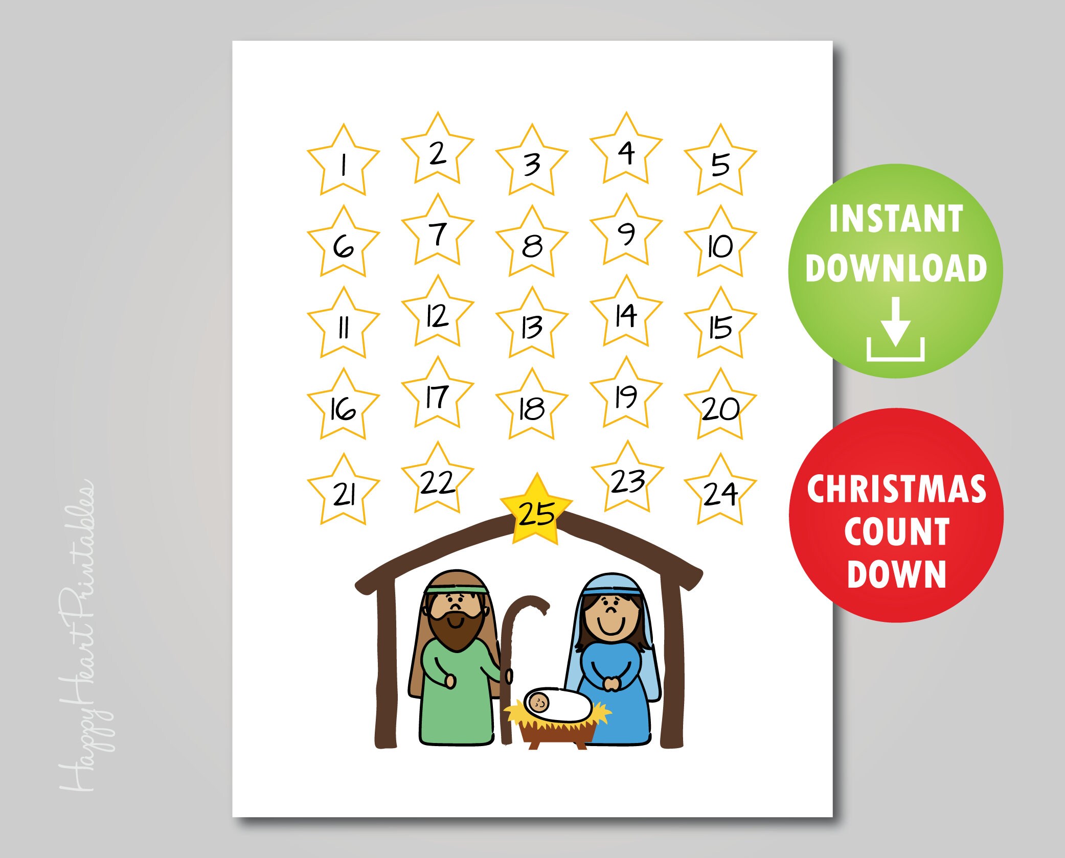 Nativity Printable Christmas Countdown Etsy