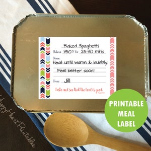 Printable Meal Label - Meal Lieferschein - Meal Train Sticker - Pfeil Design Karte