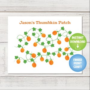 Impronte digitali autunnali - Thumbkin Patch - Modello stampabile per la zucca