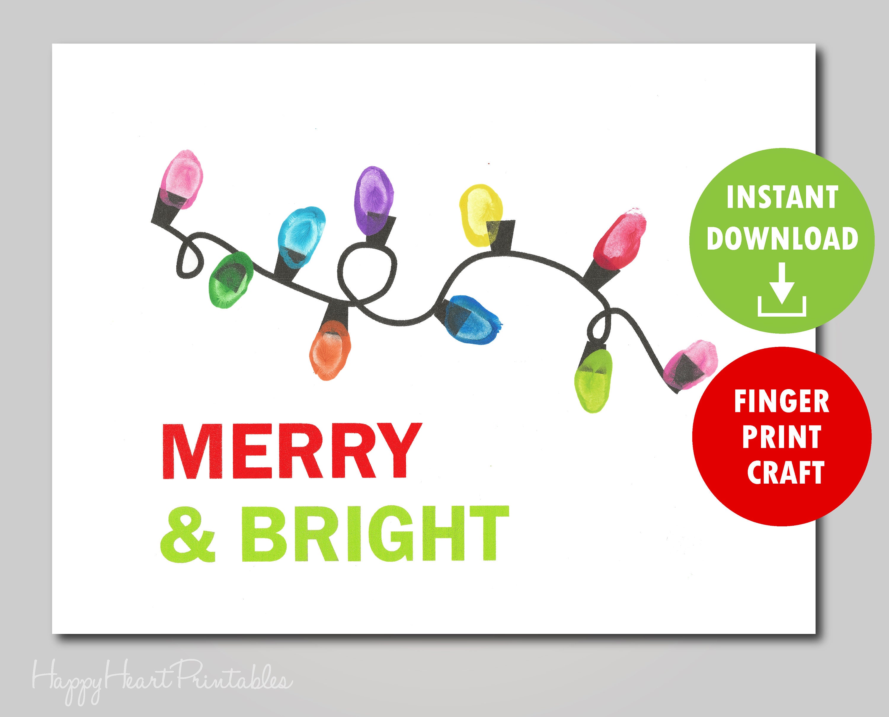 Fingerprint Christmas Lights Printable Template Fingerprint
