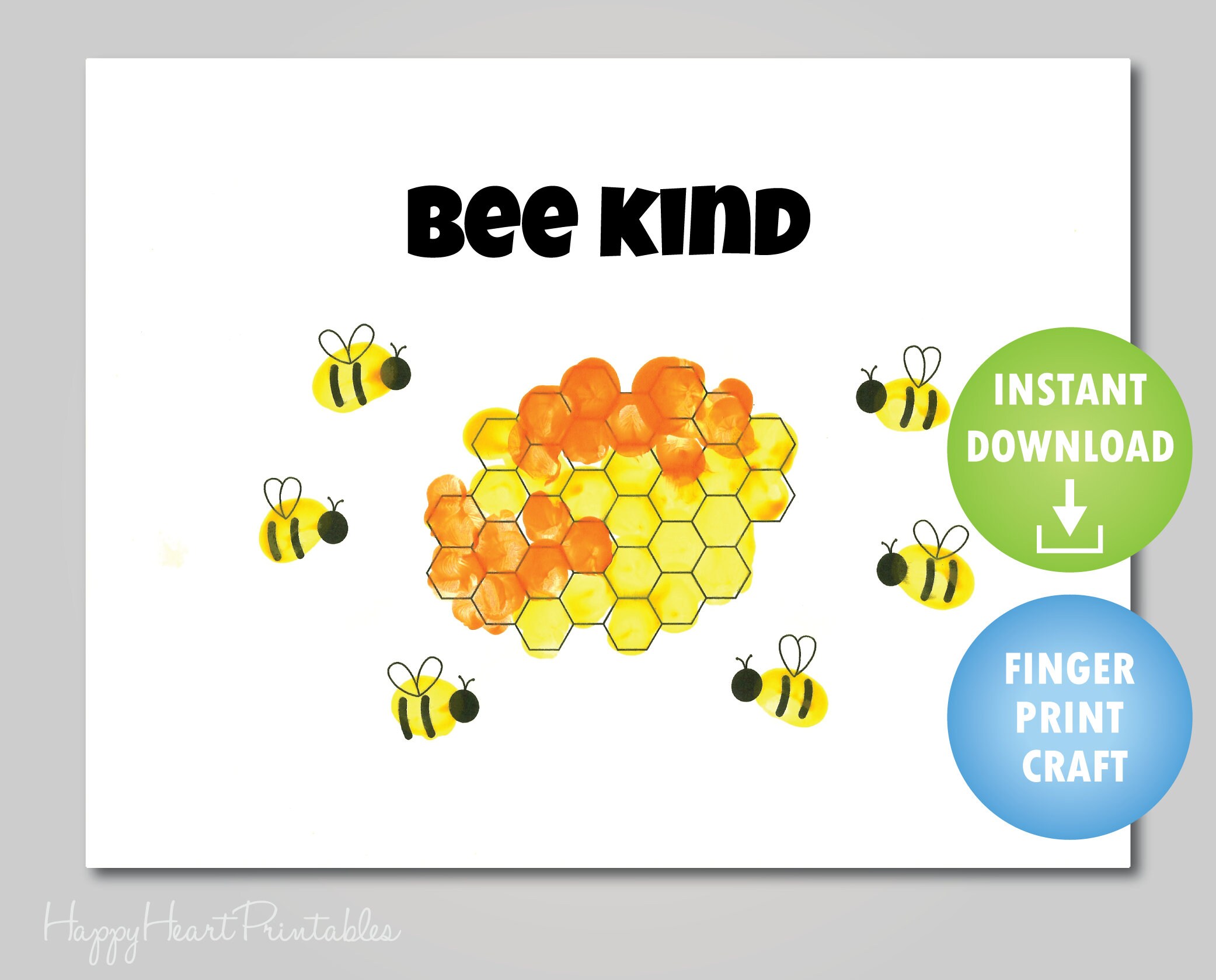 Fingerprint Bee Craft Printable Template Etsy Canada