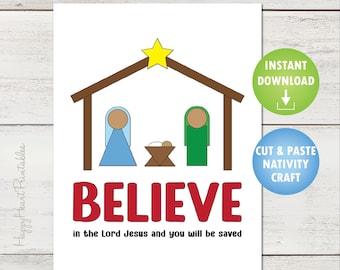 Printable Nativity Craft - Cut and Paste Manger Scene